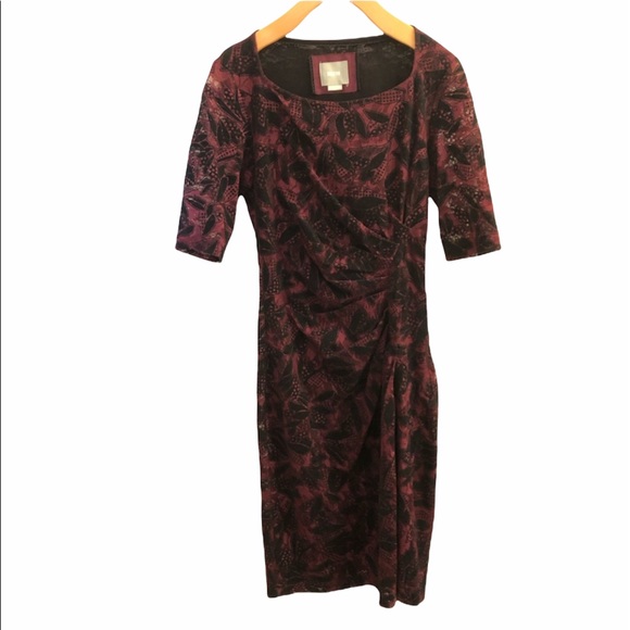 MAEVE BURGUNDY BLACK LACE DRESS ANTHROPOLOGIE - Picture 2 of 12